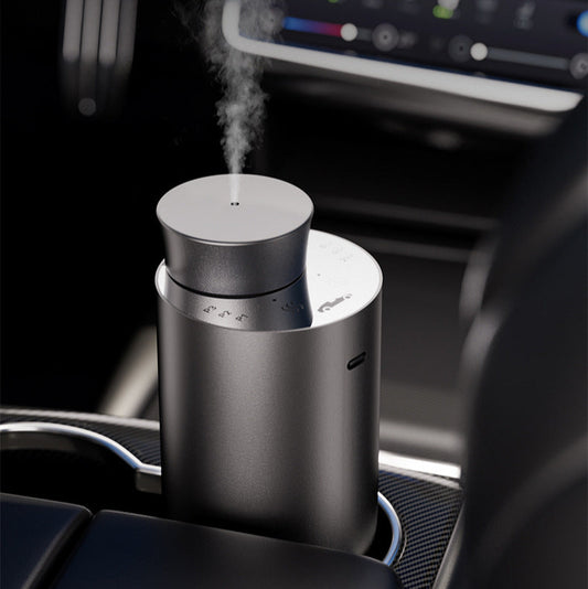 Car Life Smart Aroma Diffuser in silver, a premium metal rechargeable and portable car air freshener.
