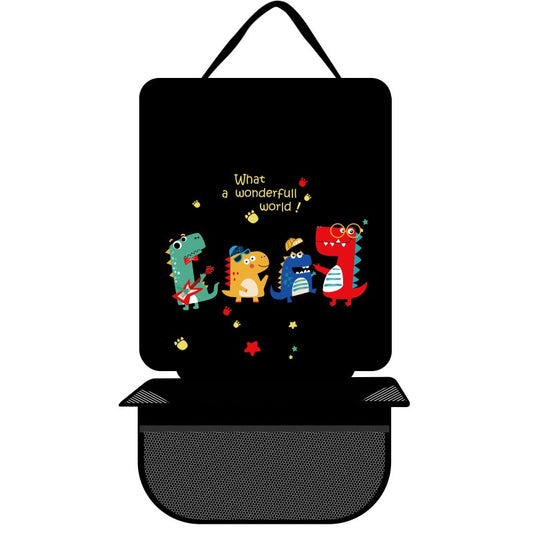 Car Life Universal ISOFIX Anti-Wear Car Seat Protector Mat with a cute cartoon design, showcasing its protection against car seat damage and universal compatibility for child safety seats.