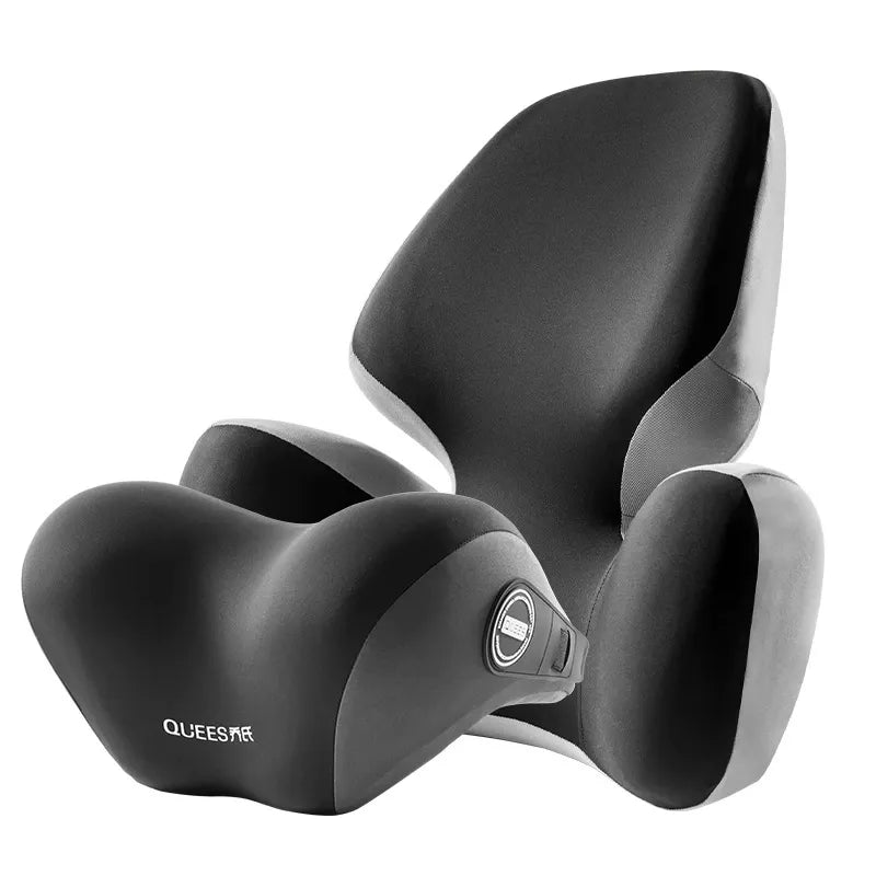 Close-up of Car Life Ergonomic Lumbar Support's full-curvature design and butterfly-wing side embrace, demonstrating how it perfectly fills the waist gap and provides comprehensive back support.