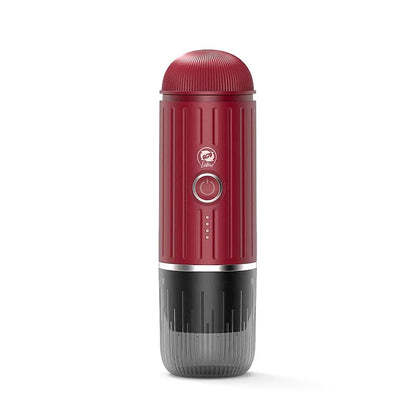 Car Life Portable 19-Bar Espresso Maker, sleek black design, shown in an outdoor travel setting, highlighting its portability for coffee lovers on the go.