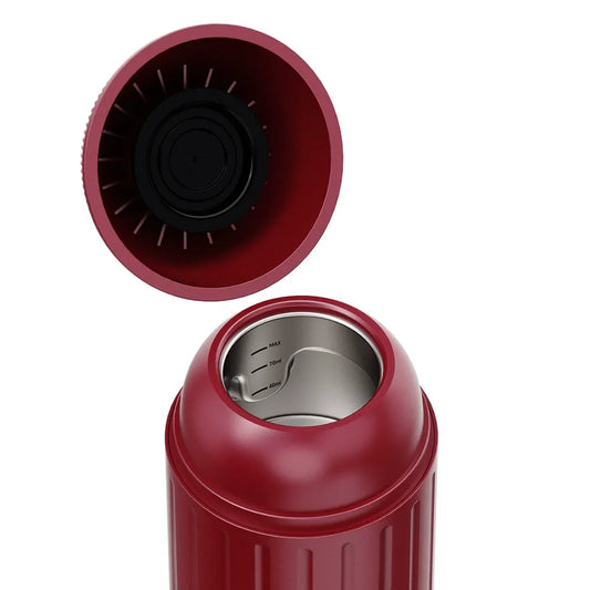 Car Life Portable Espresso Maker showing water volume selection for single (50ml) or double (70ml) espresso shots, allowing customized coffee strength and size.