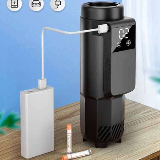 Alt Text： Car Life Portable Smart Insulin Cooler and Medication Fridge, sleek black design, displaying 0-18°C temperature control on a digital screen. Ideal for insulin, vaccines, and essential medications, symbolizing health management on the go.